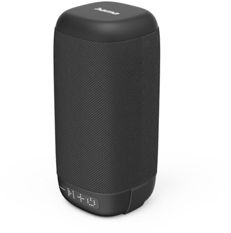 Hama Bluetooth Lautsprecher, 12h Akku, kleine Bluetooth-Box, Mono/TWS, 3,5W | Tragbarer Lautsprecher schwarz, Freisprecheinrichtung, strapazierfähiger Bezug, rutschfester Stand, AUX-in, LED-Ladeanzeige
