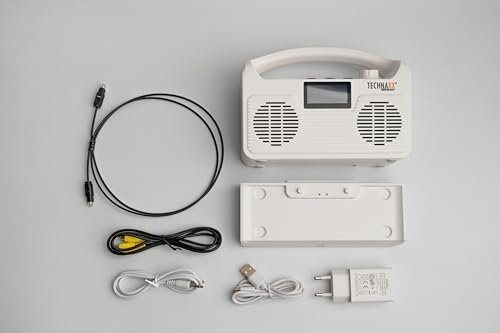 Technaxx Enceinte TV sans Fil avec Station de Base TX-317 - Bluetooth 5.3, 2 Enceintes de 5 W, écran LCD, 3 Modes sonores, Radio FM intégrée, jusqu'à 8 h d'autonomie - Idéale pour Les Seniors