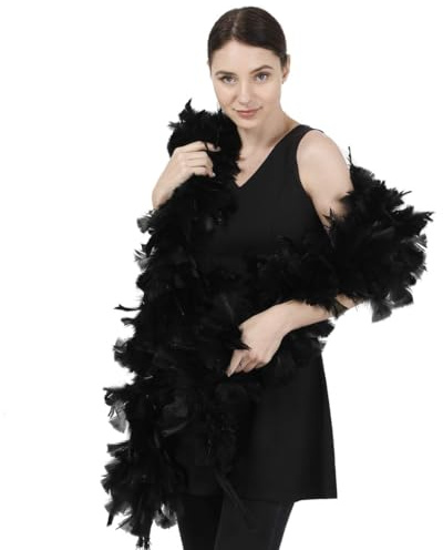 EOYVAIL Boas de déguisement pour enfants,Écharpe en plumes noires de 2 m, grande taille, décoration de mariage, emballage de bouquet DIY