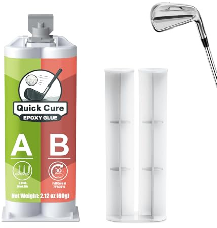 NICE2MEU 60ml Colle Epoxy Bi-composant, Colle Epoxy Golf, Adhérence Forte, Prise Initiale en 5min, pour Réparer Shafts de Clubs Graphite et Acier, Conducteurs, Fers, Putters