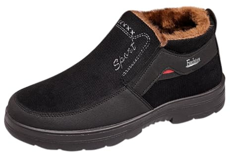 Stivali invernali da uomo, imbottiti, impermeabili, antiscivolo, imbottiti, caldi, invernali, da campeggio, Nero , 39 EU