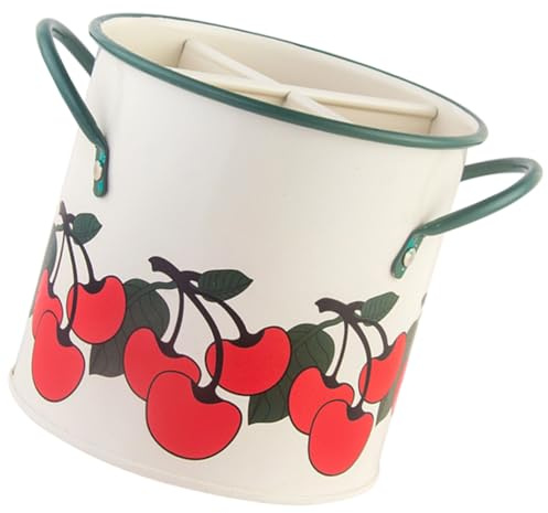 MUELODSIC Cubertero de Hierro Vintage con Compartimentos Organizador Práctico y Decorativo para Cubiertos Palillos y Utensilios de Cocina Diseño Retro con Asas Fáciles para Ordenar y