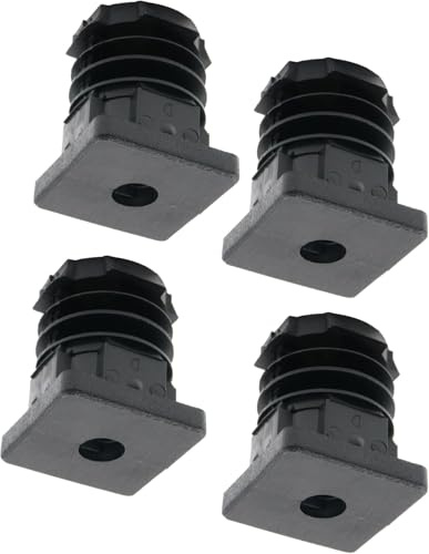 Design61 4X Gewindestopfen Vierkantrohrstopfen 40x40 mm 1,5-2 mm mit eingelegtem M8 Stahlgewinde