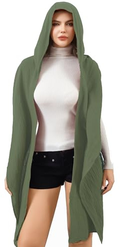 Mingnos Kapuzen Schal Cape, Vintage Baumwoll Leinen Infinity Snood für Damen und Männer, Multifunktionaler Cowl Dünen Schal mit Kapuze