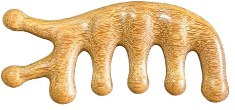 Peine de masaje de madera – Peine ancho para el cuidado con sándalo | Masajeador de cabeza para mujeres y hombres, relajación del cabello, cuidado personal, estimulación | Masajeador