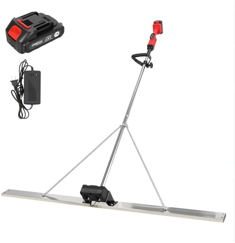48V Cordless Power Concrete Screed Vibratory Kit, 59-Inch Stainless Steel Vibratory Screed with Brushless Motor, 4800mAh Battery, 9-Speed Adjustment, Concrete Finishing Tool for Floor Leveling