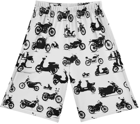 foixnub Pajama Shorts Motorbike Motorcycle Bike Sleep Pants Lounge Bottoms Elastic Waist with Pockets 6-14 Years