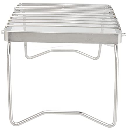 HWGING Gril de Feu de Camp Pliant, Grille en Acier Inoxydable en Forme de Grille de Camping, Gril de Pique-nique Extérieur QQB