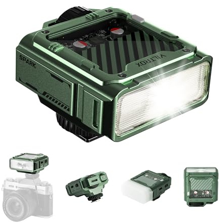 VILTROX Spark Z3 TTL Blitzgerät für Fujifilm, GN16 6500 K Mini-Aufsteckblitz mit 26Ws Leistung, 7 Leistungsstufen, 650 Blitze bei voller Leistung, 1 Sekunde Blitzladezeit, 1800mAh Li-Ion Akku (Grün)