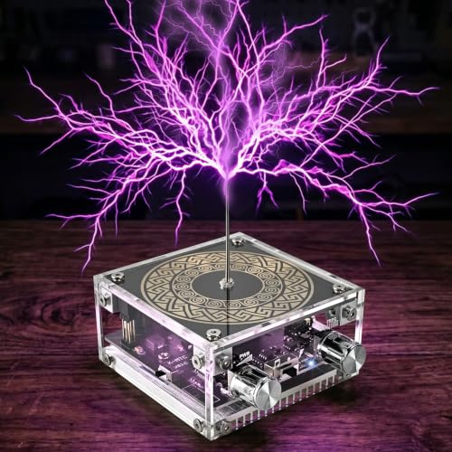 ICrduioo Musik Tesla Spule Bluetooth Lautsprecher mit LED, Berührbarer Lichtbogen Plasma Generator, Tesla Coil Speaker mit 10cm Lichtbogen, Desktop Deko Physik Experiment Geschenk für Technikfans