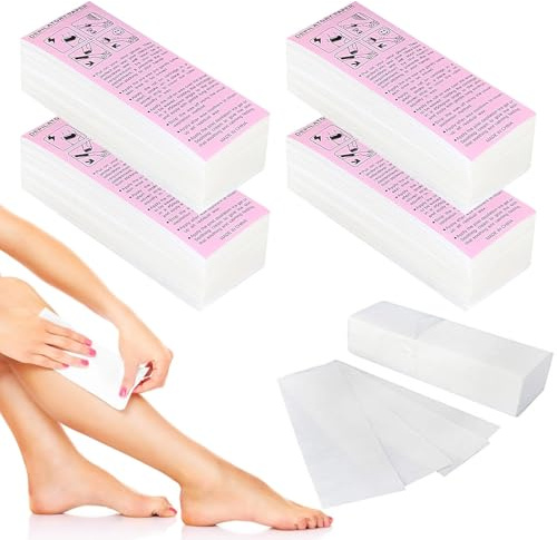 500 stycken fleeceremsor för varmvax och sockerpasta vaxremsor papper hårborttagning bikini hårborttagning för alla typer av depilation på ben bröst rygg intimt område ansikte