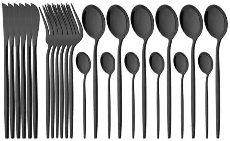 Set di posate in acciaio inox 24 pz, coltello forchetta cucchiaio