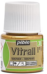 Pébéo 050038 Vitrail 1 Flacon Or 45 ML, Doré