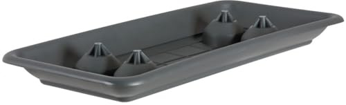Sottobicchieri per Vaso Pianta Plato Rettangolare in Plastica - Antracite, 60 cm
