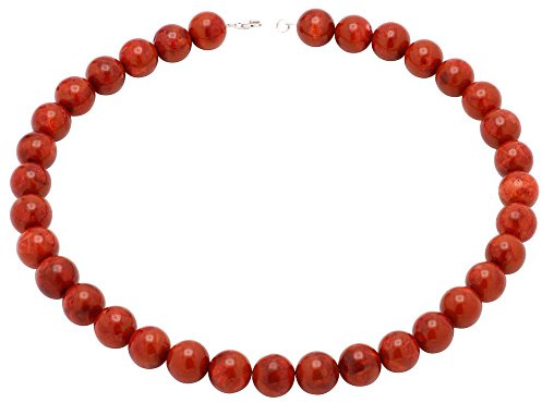 Kette Collier Koralle Schaumkoralle & 925 Silber rot-braun Halskette Kugelkette für Damen