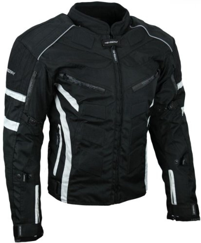 HEYBERRY Kurze Textil Motorrad Jacke Motorradjacke Schwarz Weiß
