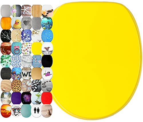 Sanilo Abattant WC, Grande sélection de lunettes de toilette, Finition de haute qualité, Charnières robustes, Fixation facile (Jaune)