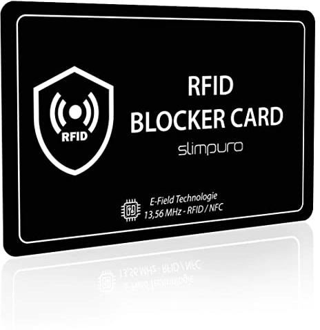 slimpuro RFID Blocker Karte DEKRA Geprüft - NFC Schutzkarte - Schutz vor Datendiebstahl - dünne Karte mit 0,8mm geeignet für Jede Geldbörse