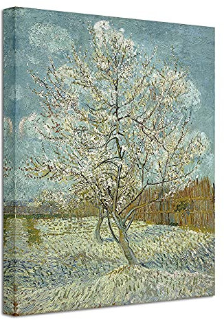 Wieco Art - The Pink Peach Tree by Van Gogh Famous Oil Paintings Reproduction Modern Gallery Wrapped Landscapes Artwork Giclee Canvas Prints Classic Pictures on Canvas Wall Art for Home Decorations