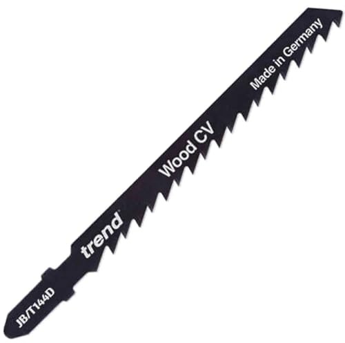 Trend Jigsaw Blades, 5 Pack, 100mm x 4mm, CV Up-Cut, T-Shank | Ideal For Cutting Soft Materials With Clean Up-Cuts And Smooth Control. Universal T-Shank Fits Most Jigsaws, JB/T144D