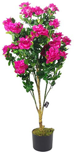 Leaf Hojas de 100 cm de Flores Rosas Artificiales de Azalea, Planta en Maceta.