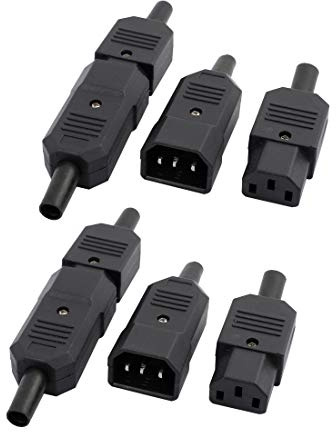 sourcing map Lot de 4 Paires de Prises électriques Rechargeables C13 C14 mâle Femelle 10 A AC 250 V Noir