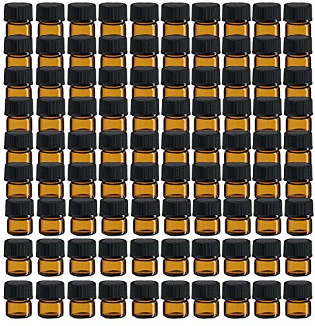 AOFOX Bouteilles en verre d'huile essentielle d'ambre de 100 pièces avec réducteurs d'orifice et bouchons pour mélange d'huile, parfum, produit chimique de laboratoire