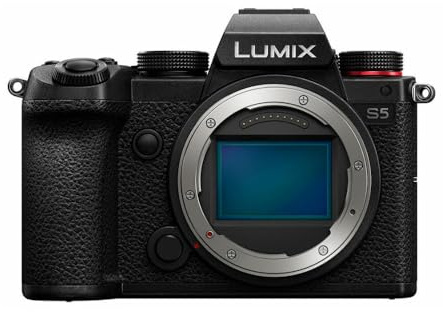 Panasonic LUMIX S5 Full Frame Mirrorless Camera, 4K 60P Video Recording with Flip Screen & WiFi, L-Mount, 5-Axis Dual I.S., DC-S5BODY (Black)