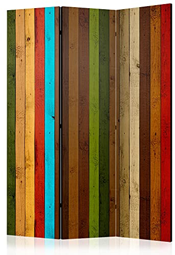 murando Raumteiler Foto Paravent Holz 135x172 cm beidseitig auf Vlies-Leinwand Bedruckt Trennwand Spanische Wand Sichtschutz Raumtrenner Design Holzoptik Wood Bretter f-C-0393-z-b