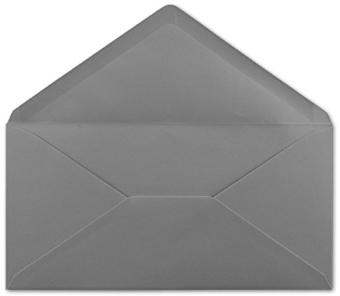 50 DIN Lang Briefumschläge Grau 22 x 11 cm -120 g/m² Nassklebung Post-Umschläge ohne Fenster ideal für Weihnachten Grußkarten Einladungen von Ihrem Glüxx-Agent