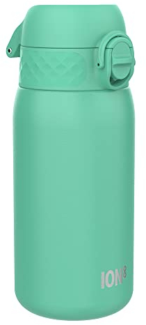 ION8 Insulated Steel Water Bottle, 320 ml/11 oz, Leak Proof, Easy to Open, Secure Lock, Dishwasher Safe, Carry Handle, Hygienic Flip Cover, Metal Water Bottle, Durable Stainless Steel, Teal Green
