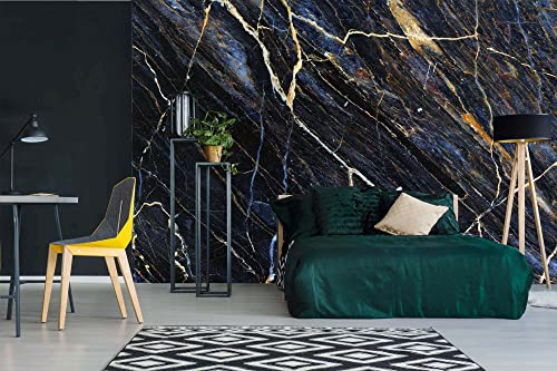 Vlies Fototapete NATÜRLICHE TEXTUR AUS DUNKLEM MARMOR 375 x 250 cm (inkl. Kleister) - Vlies Tapete, Wandtapete, Wandbilder - Tapete für Wohnzimmer Schlafzimmer, Büro, Küche - Montagefertig