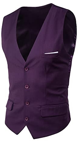 Yming V Ausschnitt Weste Für Herren Klassische Slim Fit Weste Chevron Business Weste Für Tuxedo Kostüm Lila L