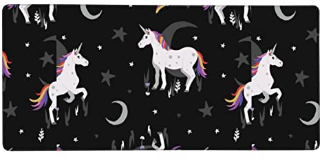 Großes Gaming-Mauspad mit Einhorn-Motiv, mit genähten Kanten, Mauspad, rutschfeste Unterseite, Schreibtischunterlage, Tastatur-Pad für Gamer, Büro, Zuhause, 90 x 40,6 cm
