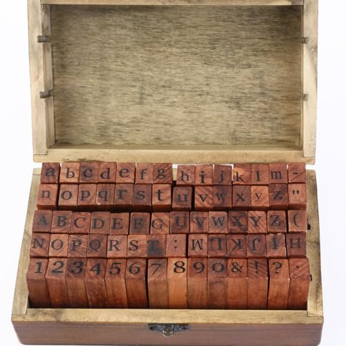 OATIPHO 70 Stück Alphabet Stempel Set, Holz Alphabet Buchstaben Briefmarken Anzahl Symbol,für Geschenk Scrapbooking, Kunst, Handwerk