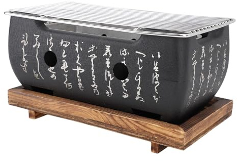 BBQ-Grill Im Japanischen Stil, Tragbarer Holzkohle-Grillofen, Hibachi-Grill aus Aluminiumlegierung, Holzkohleofen Yakitori-Grill, Rechteckige (M)