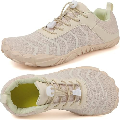 Zapatillas Minimalistas Barefoot Hombre Mujer Zapatos Descalzos Zero Drop Zapatillas de Trail Running Ligeras Cómodas Zapatos de Agua Gym Playa Deportes Senderismo Transpirable Yoga(Beige 41EU)