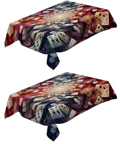PICUAL Tischdecke Fleckschutz Abwaschbar Kartenspielen 140x240 cm Tischwäsche Wasserdicht Tischtuch 2 Stück Rechteckige Abwischbare Wachstuchtischdecke für Esszimmer Garten Hochzeiten