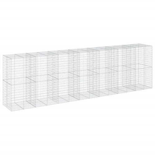 vidaXL Gabionkorg med skydd 700x100x200 cm galvaniserat järn, gabionkorg, stenmur, gabionmur, gabionkorgar, stenmurar, gabinmurar, gabionvägg