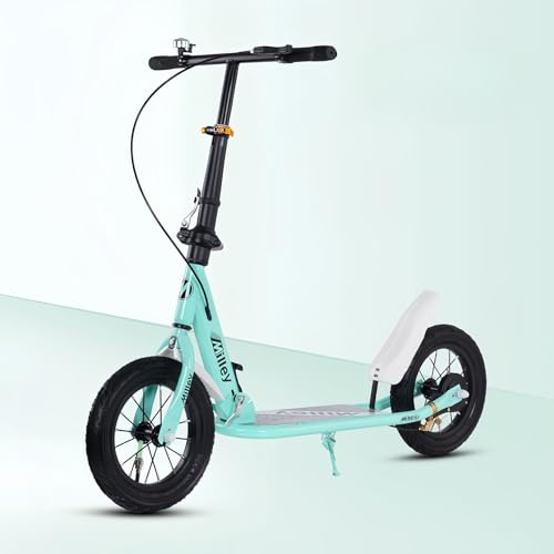 City Roller Kickscooter 290mm XXL Big Wheel Scooter Erwachsene, Klappbarer Cityroller mit Handbremse und Bremse für Erwachsene und Kinder, 150 kg Tragkraft