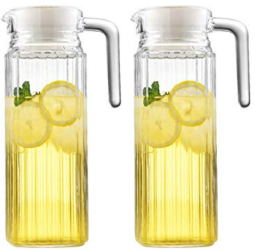 TJLVYCNB Water Pitcher 2-Piece Glass Pitcher Household H Glass Teapot is for Homemade Juice and Hot and Cold Tea Water Carafe