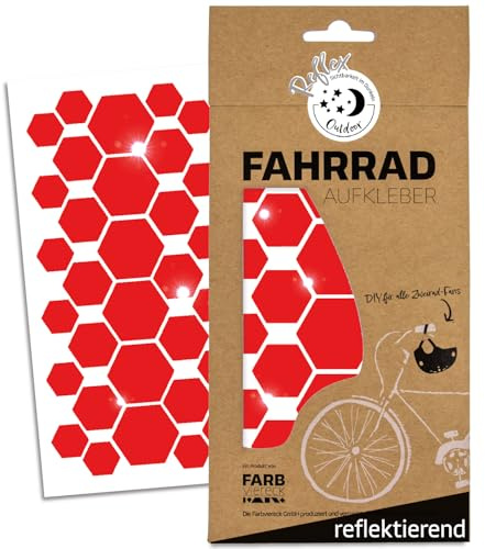 Farbviereck Reflektoren Sticker Set Sechsecke Verschiedene Aufkleber Farben als Fahrradaufkleber - auch für Helm Roller Kinderwaren Reflektor Kinder - Hexagon