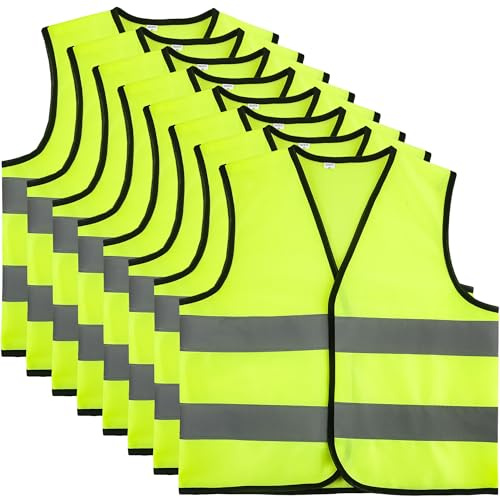 8 Pack Kids Hi Vis Vests Child Safety Vest with Reflective Strips Children High Visibility Reflective Vest for Boys Girls Outdoor Activities (S, 4-6 years(100-120 cm))