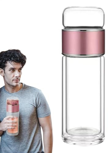 Ylnailky Vaso infusor de té, botella infusora de té de frutas de viaje, taza infusora de té de viaje, vaso portátil con colador de té para acampar