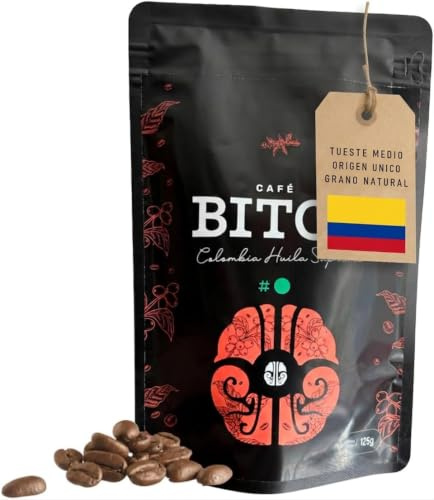 BITOL #1 | Café de Especialidad en Grano Natural | 100% Arábica, Origen Único Colombia Huila Supremo | Gourmet, Tueste Medio, Intensidad Suave, Notas de Chocolate y Caramelo | Bolsa Hermética, 1000g