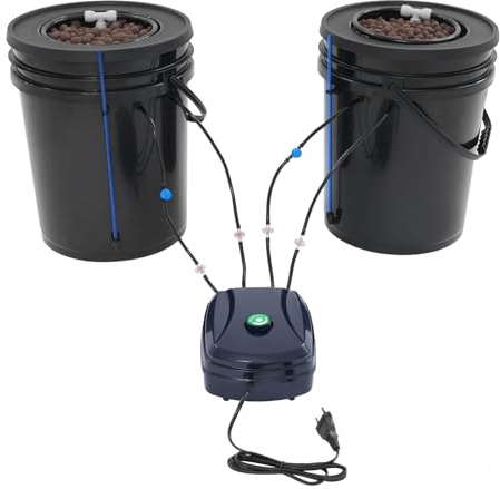 Mermajestic Sistema de cultivo hidropónico, cultivo de agua profunda de 5 galones con bomba de aire, torre hidropónica mecanismo de cultivo de aguas profundas, juego de cultivo adecuado para jardines