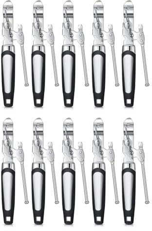 Louttary Abrelatas Manual de 10 Piezas, Manejar de Agarre Suave y Antideslizante, Abrelatas de Mano Resistente, Abrelatas de Seguridad