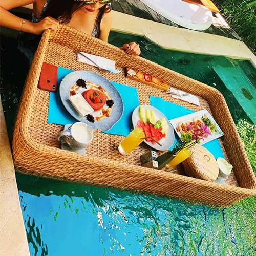 Swimming Pool Floating Tray Rectangle Floating Tray for Pool Floating Serving Tray Table and Bar for Pool Serving Drinks Brunch Food On The Water
