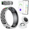 Fileeyn Anillo Inteligente con Pantalla LED, Ritmo Cardiaco/SpO2/Sueño/Fitness Tracker, Smart Ring para Hombre Mujer, IP68 Impermeable, App Compatible con iOS/Android, Talla 10, Plata