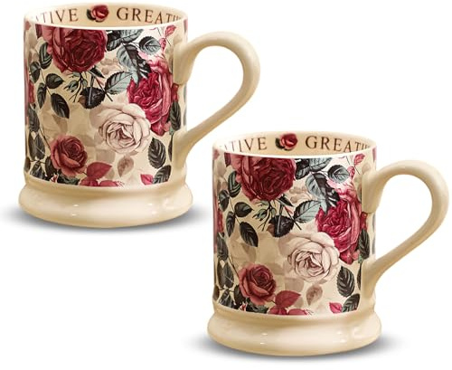 MIATTCLD Coffee Mug Set 2 Pieces, 380ml Porcelain Cups for Latte, Tea, Milk, Cappuccino, Hot Chocolate | Hot Drinks Mugs for Home Kitchen Office (C)